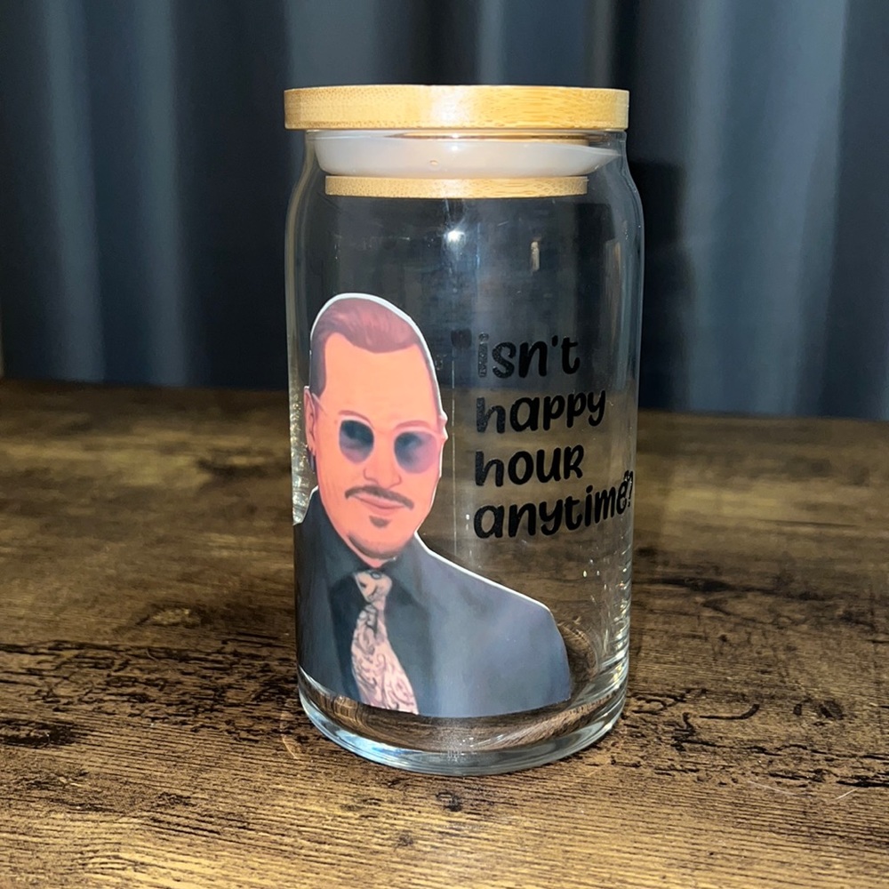 Johnny Depp Libbey beer can glass